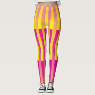 Leggings Motif rayé orange jaune rose