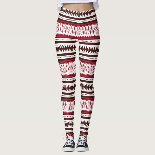 Leggings motif rayé rouge et blanc (Devant)
