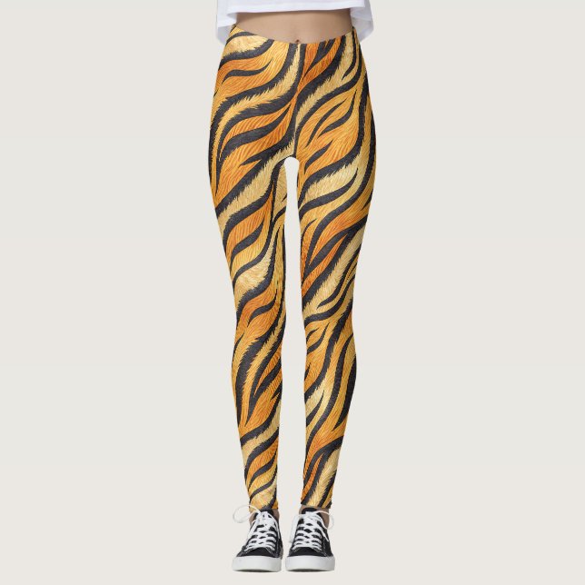 Leggings Motif rayé tigre audacieux – Impression d'animal e (Devant)