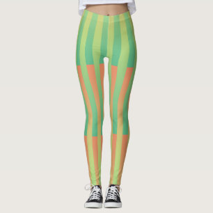 Leggings Motif rayé vert orange