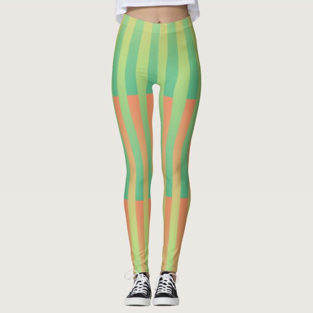 Leggings Motif rayé vert orange (Devant)