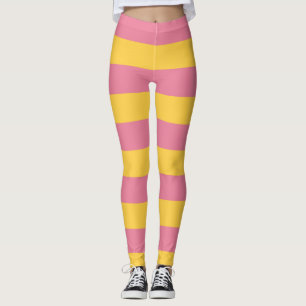 Leggings Motif rayé vertical rose et jaune vibrant