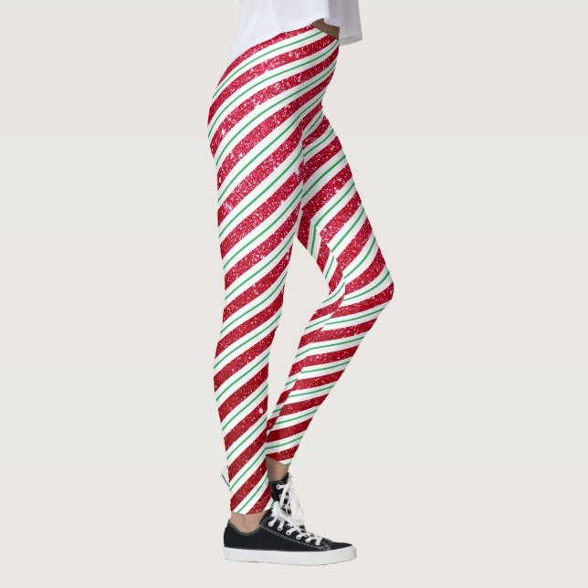 Leggings Motif rayure de canne à sucre Noël vacances (Droite)