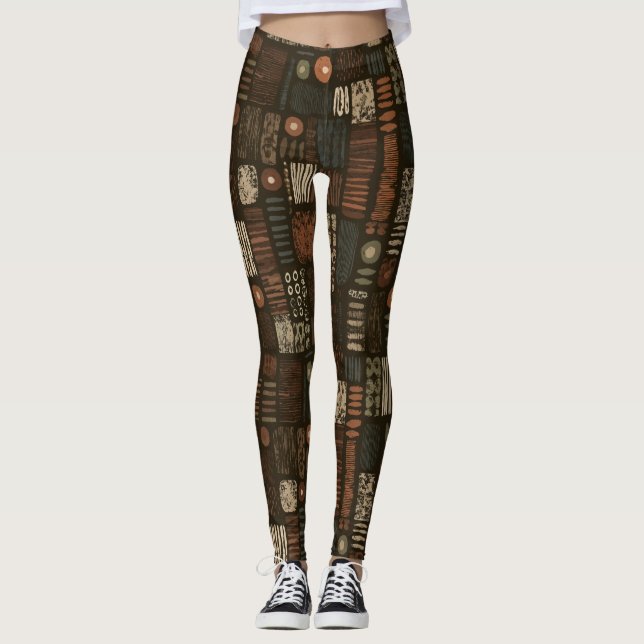 Leggings Motif rayure rustique du Sud-Ouest (8) (Devant)