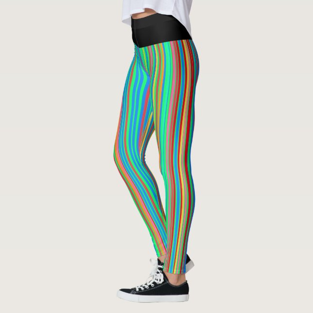 Leggings Motif rayures colorées amusant (Gauche)
