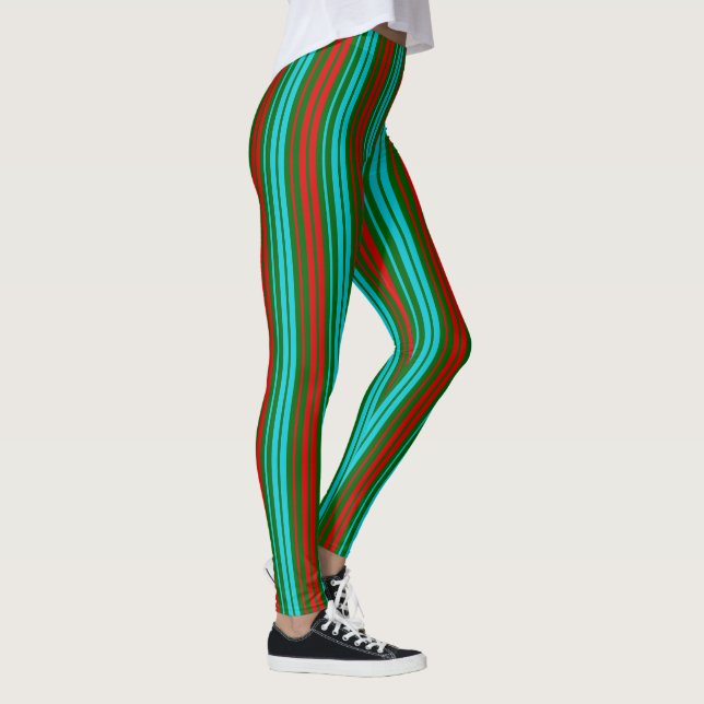 Leggings Motif rayures vert rouge bleu   (Droite)