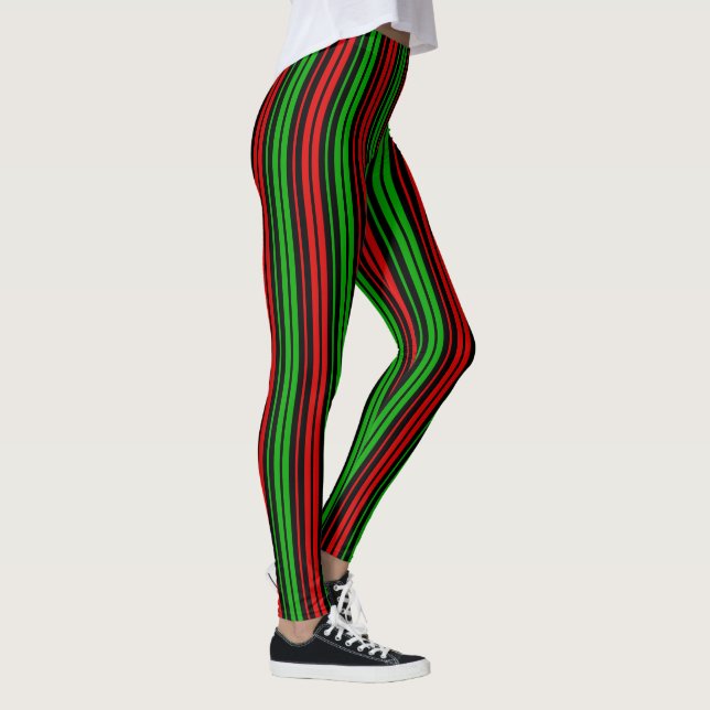 Leggings Motif rayures vertes rouges noires   (Droite)