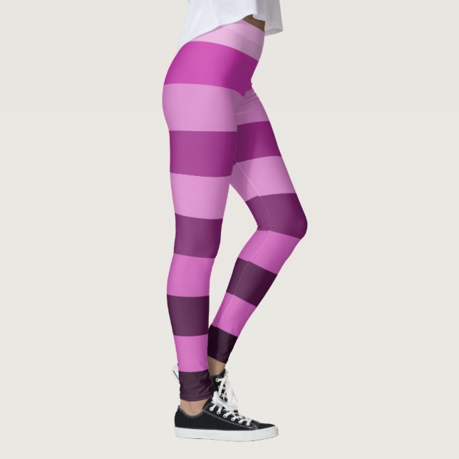 Leggings Motif rayures violettes bloc de couleur (Droite)