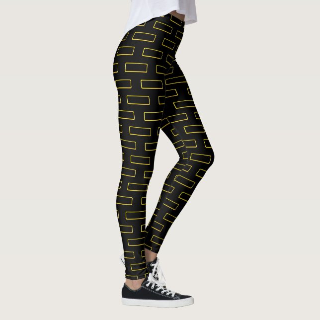 Leggings Motif Rectangle Jaune de Mode (Droite)