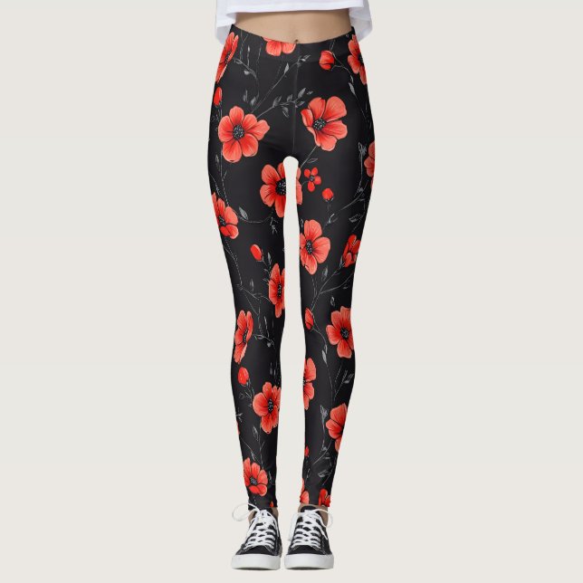 Leggings Motif Red Poppy (Devant)