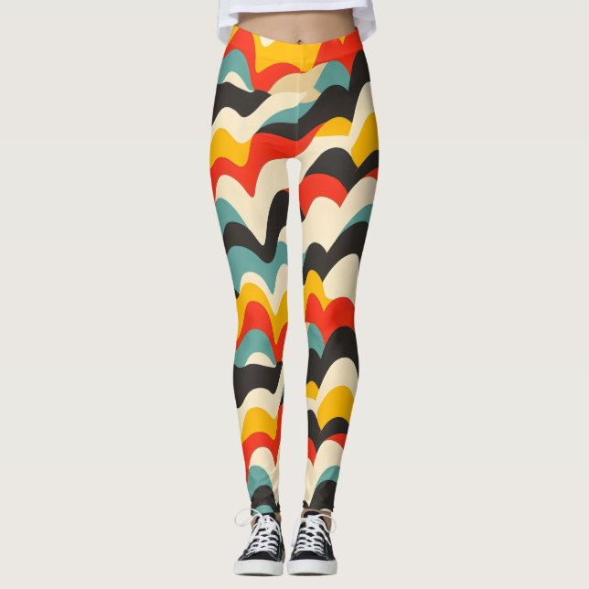 Leggings Motif rétro couleur vague (Devant)