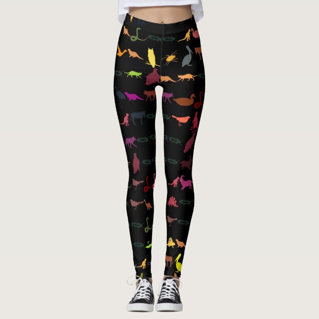 Leggings Motif Retro Cute Animaux (Devant)