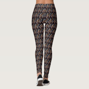 Leggings Motif Rétro Moderne Marron