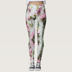 Leggings motif rose Adenium 3D sur arrière - plan blanc