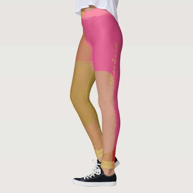 Leggings Motif rose beige doré Abstrait (Gauche)