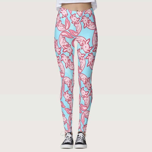 Leggings Motif rose Chido d'Axolotl de Chibi (Devant)