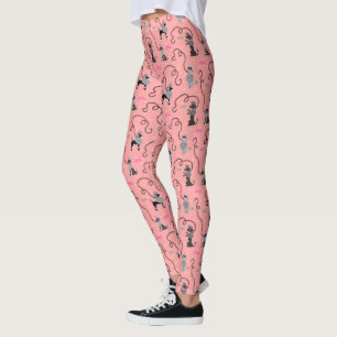 Leggings Motif rose de cool de noir de mod de les années 50