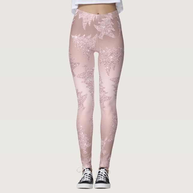 Leggings Motif rose élégant d'arbre de Noël de parties (Devant)