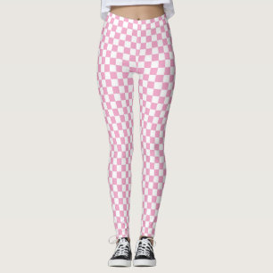 Leggings Motif rose et blanc À damiers