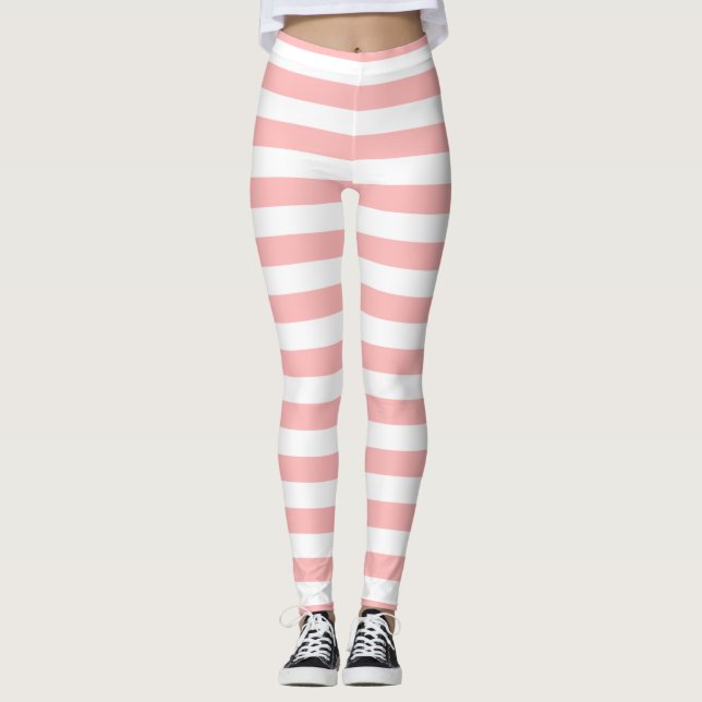 Leggings Motif rose et blanc de rayure (Devant)