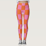 Leggings Motif rose et orange À damiers<br><div class="desc">Leggings Motifs roses et orange À damiers</div>
