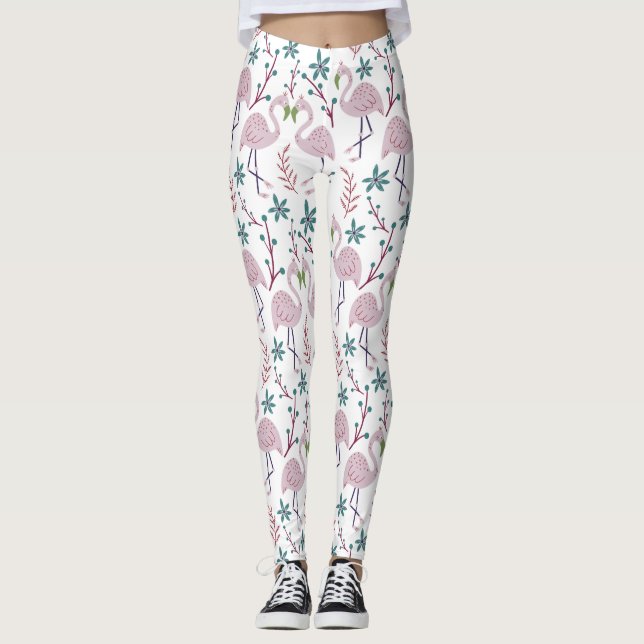 Leggings Motif rose flamingo sans couture sur arrière - pla (Devant)