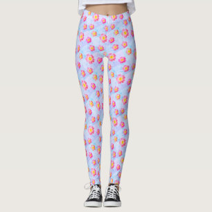 Leggings Motif rose Fleur sur les couleurs pastel