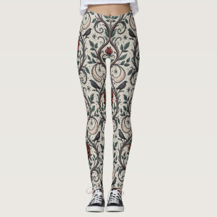 Leggings Motif Rose Gothique Foncé (1)