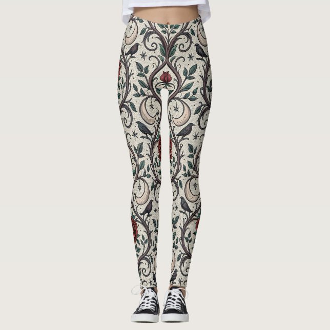 Leggings Motif Rose Gothique Foncé (1) (Devant)