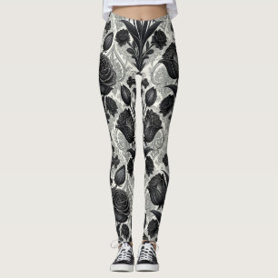 Leggings Motif Rose Gothique Foncé (2)