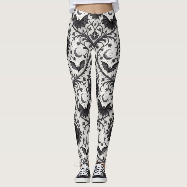 Leggings Motif Rose Gothique Foncé (3) (Devant)