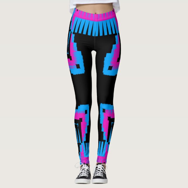Leggings motif rose noir et bleu (Devant)
