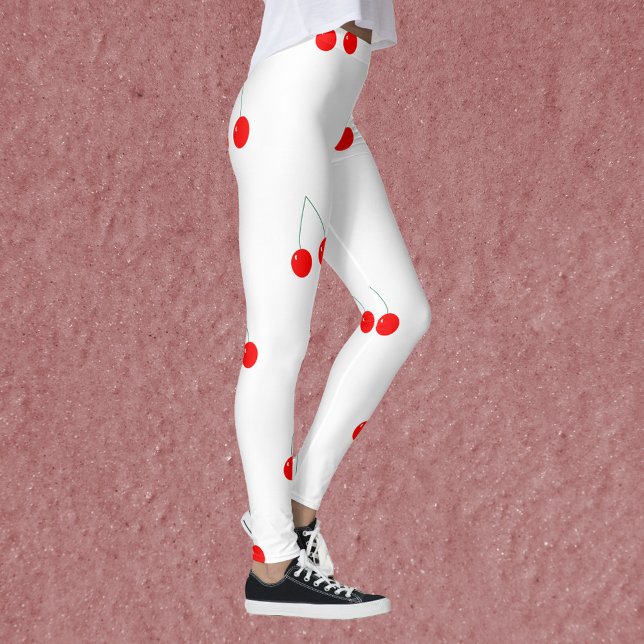 Leggings Motif rouge cerises (A pair of leggings with a cute cherry pattern)