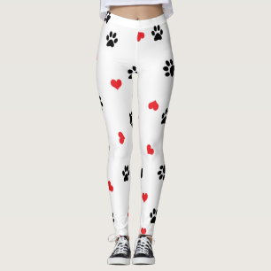 Leggings Motif rouge de coeur de patte noire claire douce