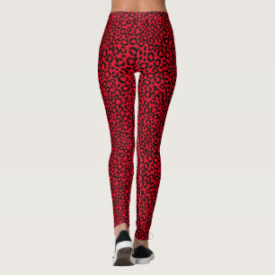Leggings Motif rouge et noir sauvage de fourrure