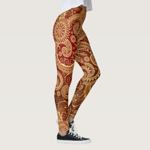 Leggings Motif rouge et or Abstrait