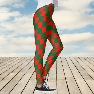 Leggings Motif rouge et vert du chèque Harlequin