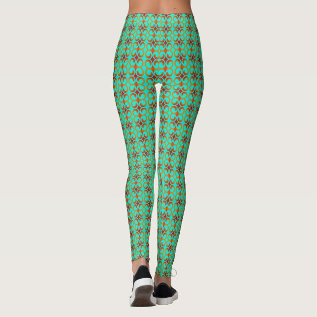 Leggings Motif rouge et vert rétro (Dos)