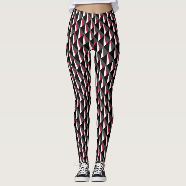 Leggings Motif rouge noir blanc gris (Devant)