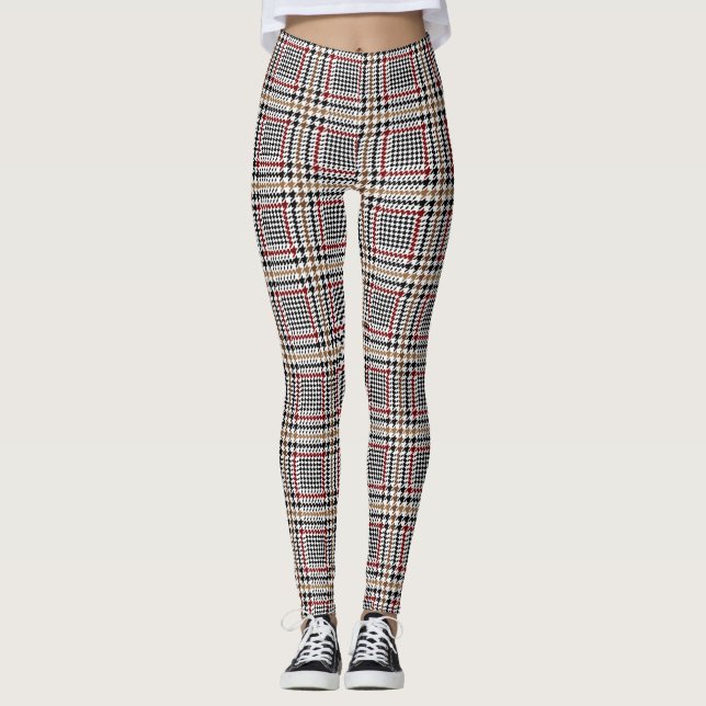 Leggings Motif rouge noir noir Brown de cheminée en verre (Devant)