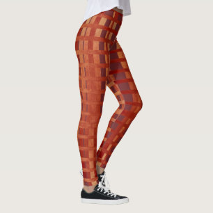 Leggings Motif Rouge-Orange élégant de plaid d'Ombre