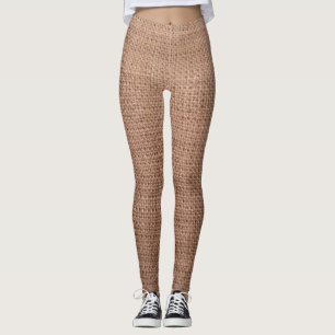 Leggings Motif rustique d'impression de toile de jute