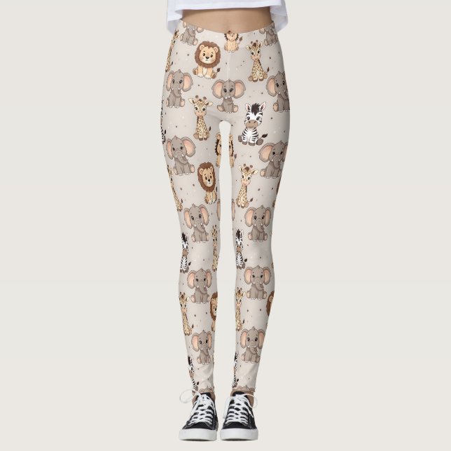 Leggings Motif Safari Bébé Neutre (Devant)