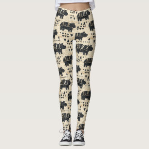 Leggings Motif Safari Hippo Tribal