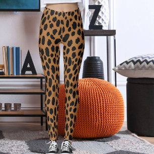 Leggings Motif Safari Peau de Léopard Noir et Marron Modern
