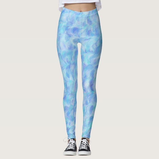 Leggings Motif sans couture abstrait bleu violet (Devant)