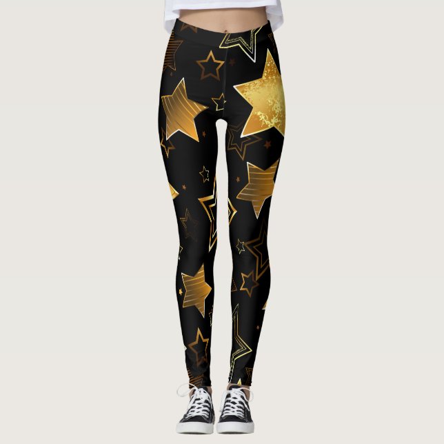 Leggings Motif sans couture avec étoiles d'or (Devant)