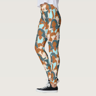 Leggings Motif sans couture avec filles noires et blanches