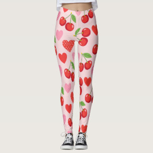 Leggings Motif sans couture Cerise & Cœur