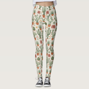 Leggings Motif sans couture de cactus de désert succulent